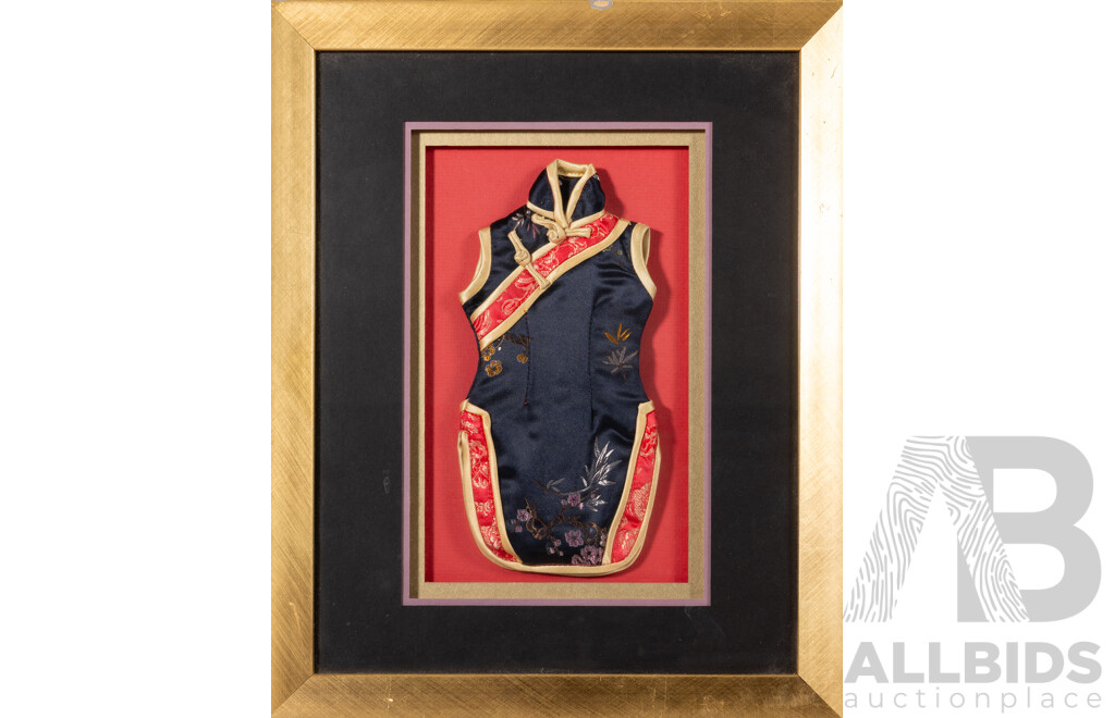 Framed Miniature Chinese Cheongsam, 39 x 31 cm (frame)