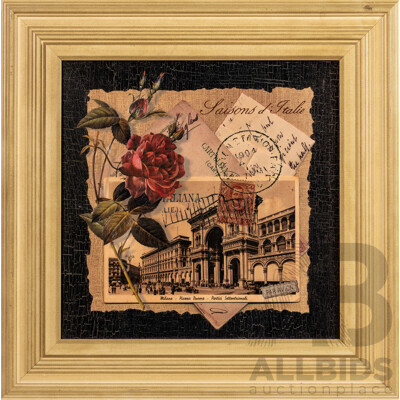 Artist Unknown, (20th Century), Saisons D'Italie, Mixed Media Embellished Faux-Style Oil on Board, 43 x 43 cm (frame)