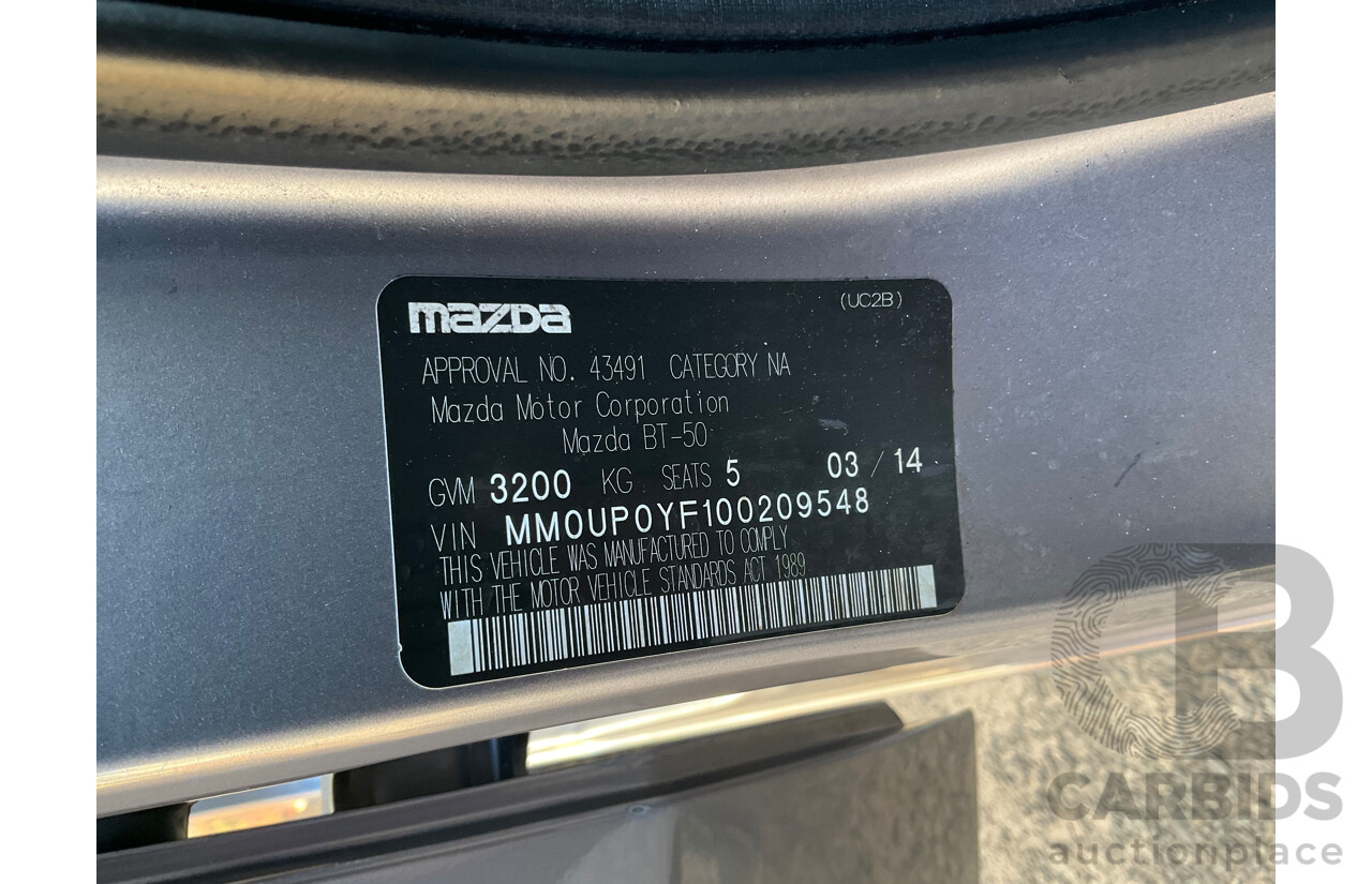 03/2014 Mazda Bt-50 XT (4x4) MY14 Dual Cab Utility Titanium Grey Metallic Turbo Diesel 3.2L