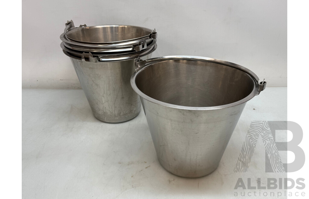 Commercial Stainless Steel Buckets - Lot of 5