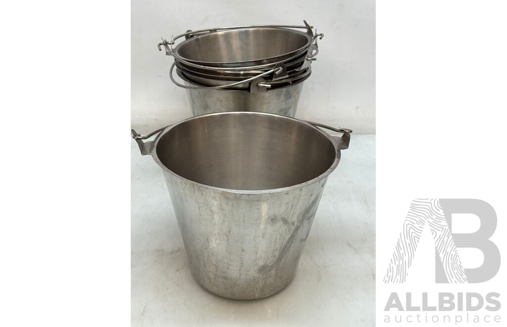 Commercial Stainless Steel Buckets - Lot of 6