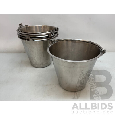 Commercial Stainless Steel Buckets - Lot of 5