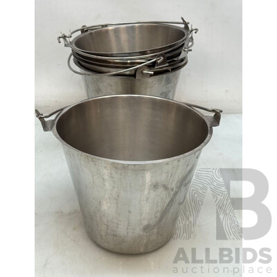 Commercial Stainless Steel Buckets - Lot of 6