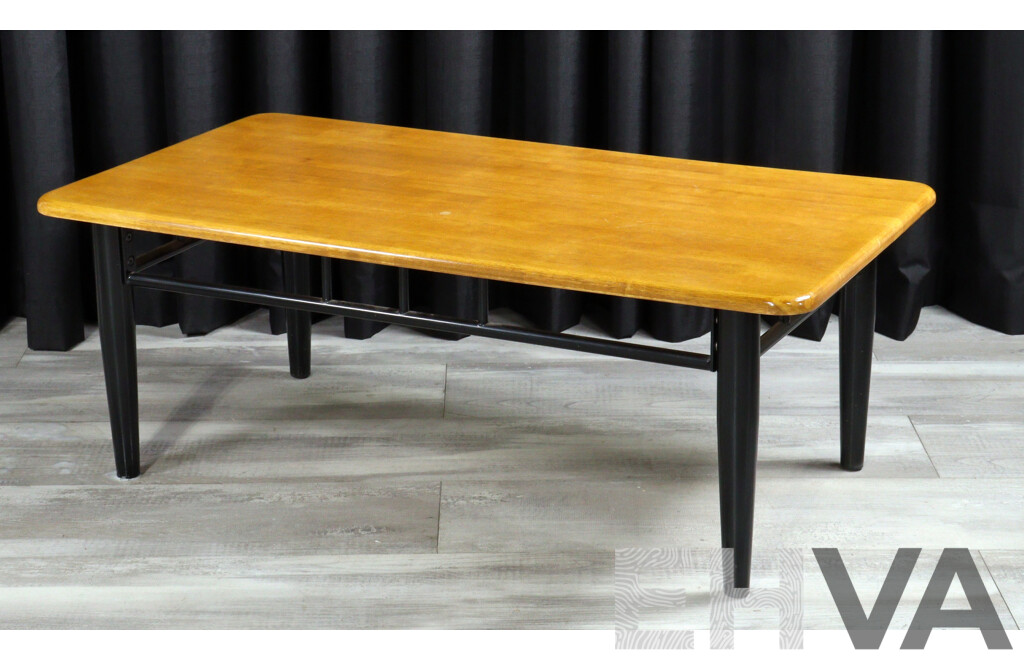 Modern Timber Coffee Table on Metal Base