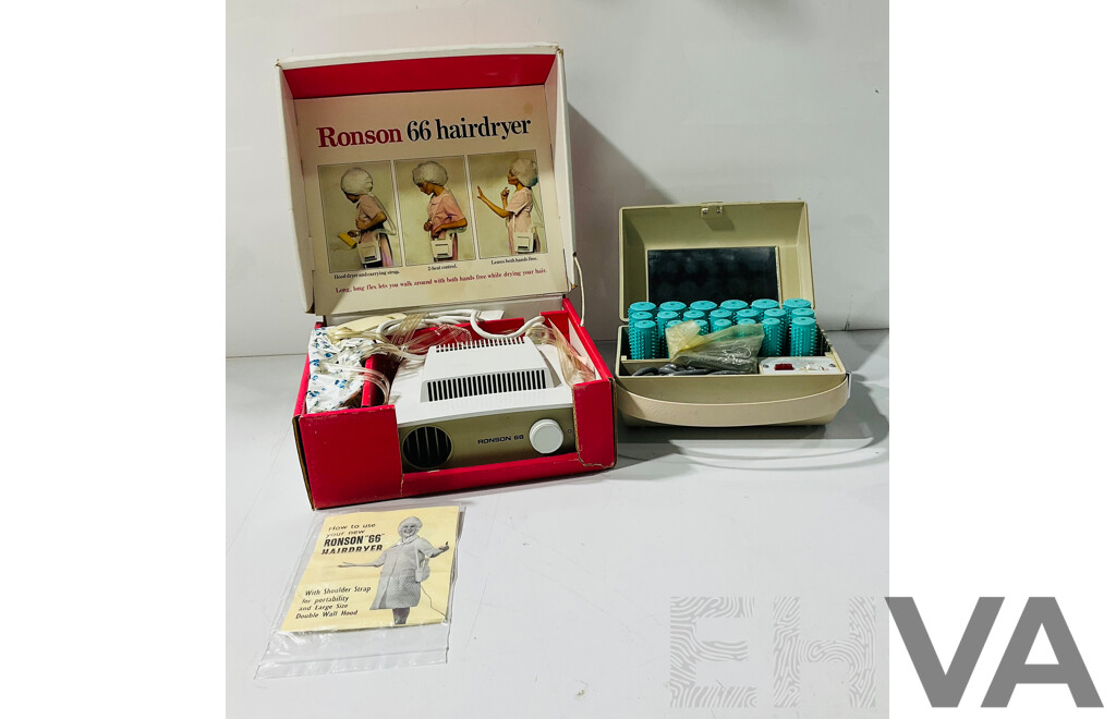 Retro Ronson 66 Portable Hairdryer and Retro Sanyo Hair Curler