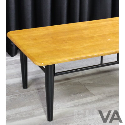 Modern Timber Coffee Table on Metal Base