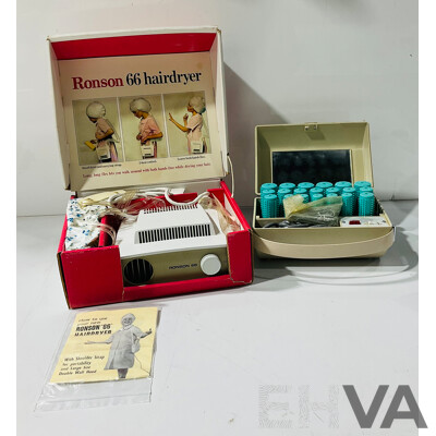 Retro Ronson 66 Portable Hairdryer and Retro Sanyo Hair Curler