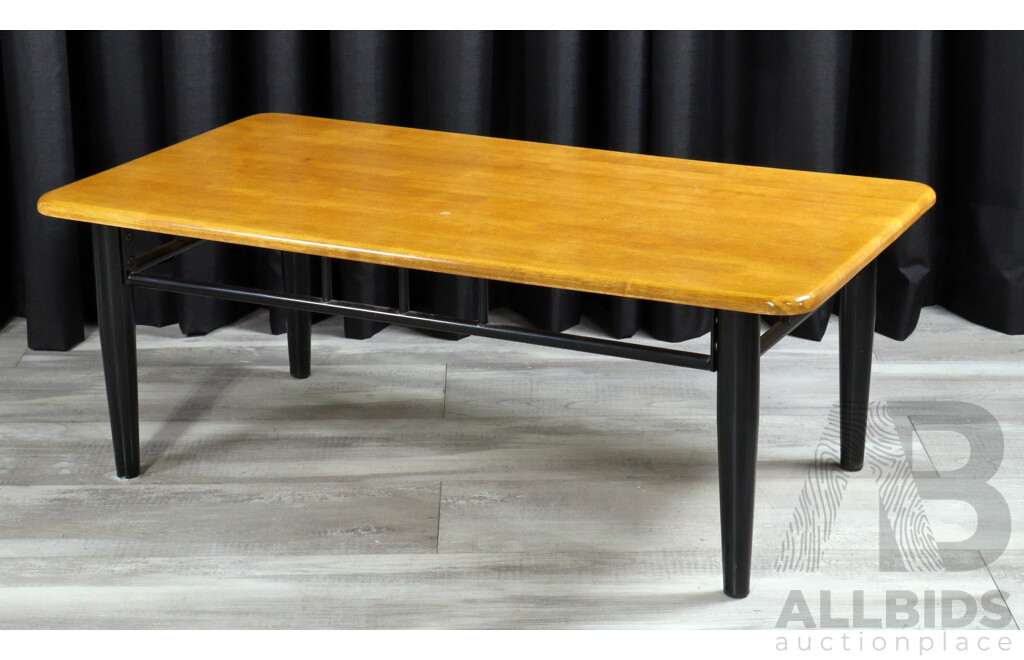 Modern Timber Coffee Table on Metal Base