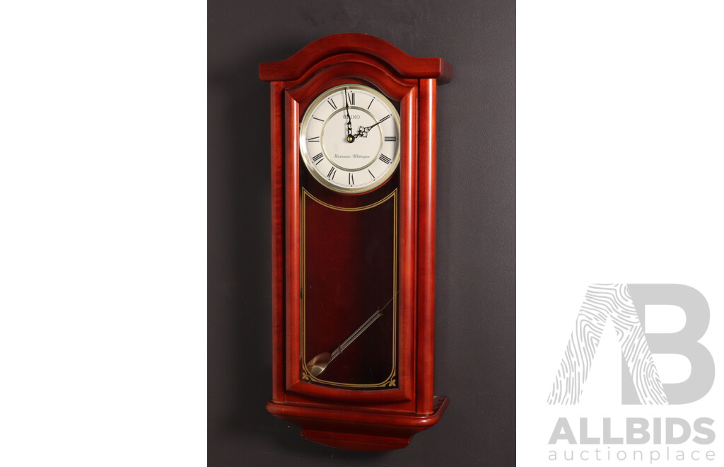 Reproduction Wall Clock with Enamel Dial by Seiko
