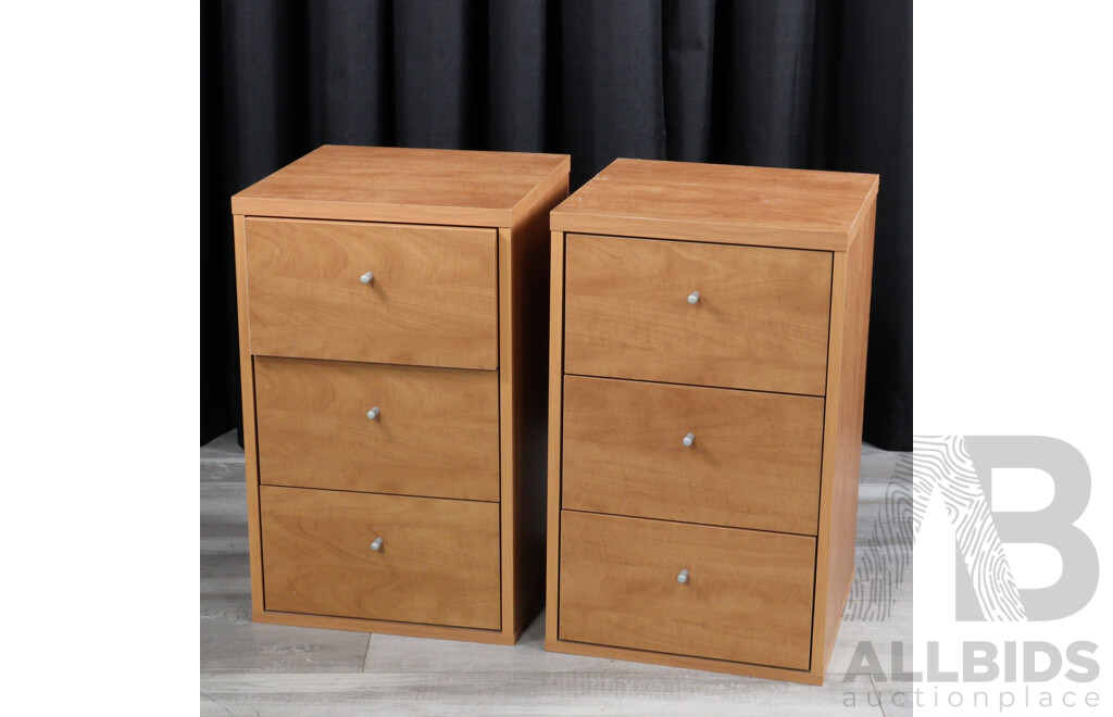 Pair of Modern Three Drawer Bedsides