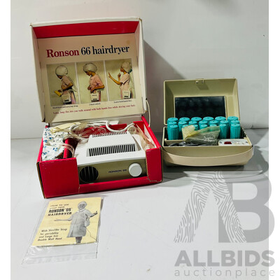Retro Ronson 66 Portable Hairdryer and Retro Sanyo Hair Curler
