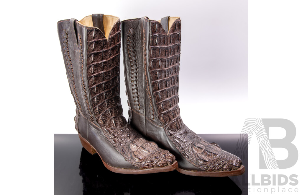 Pair Crocodile Hide Cowboy Boots, Lion Brand, Patong Thailand