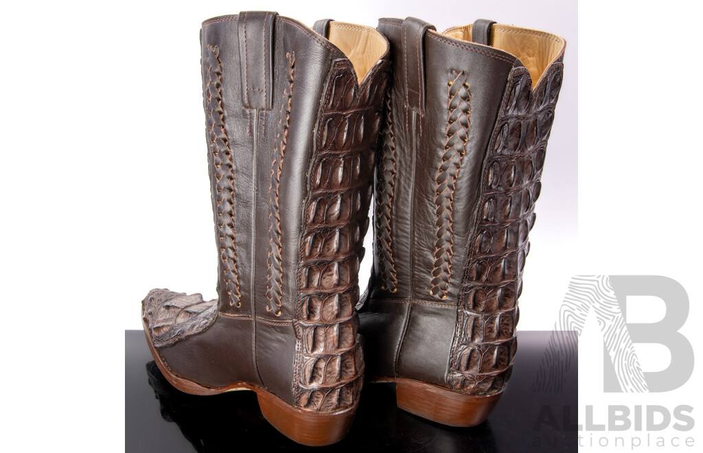 Pair Crocodile Hide Cowboy Boots, Lion Brand, Patong Thailand