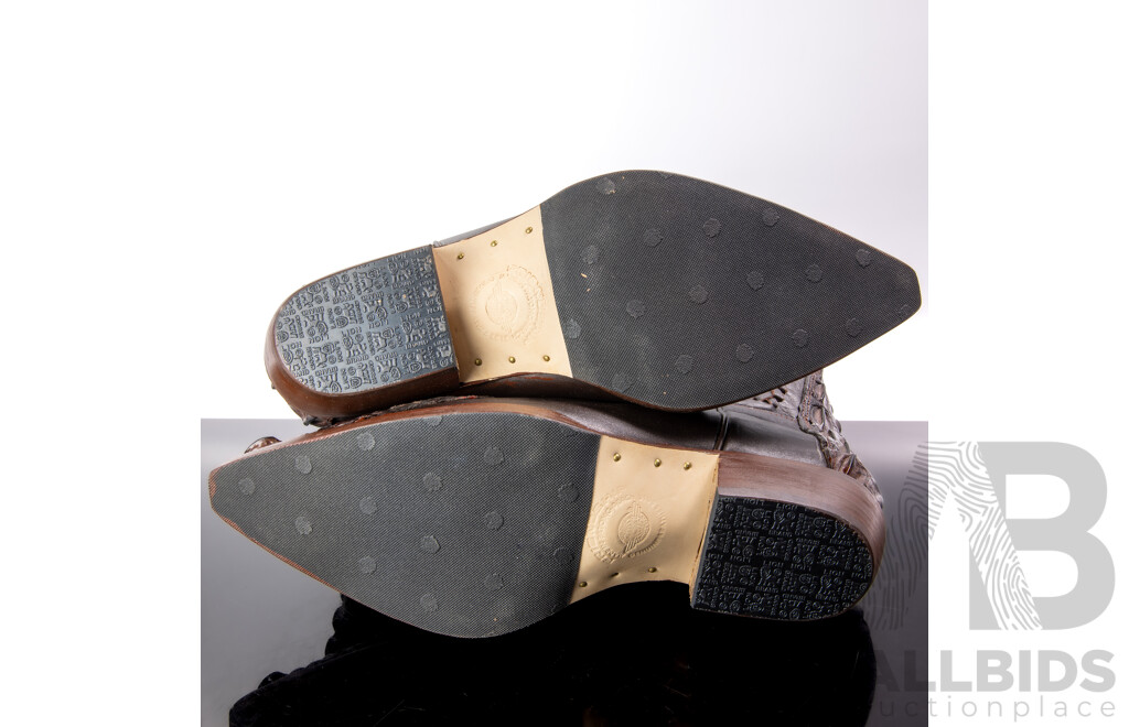 Pair Crocodile Hide Cowboy Boots, Lion Brand, Patong Thailand