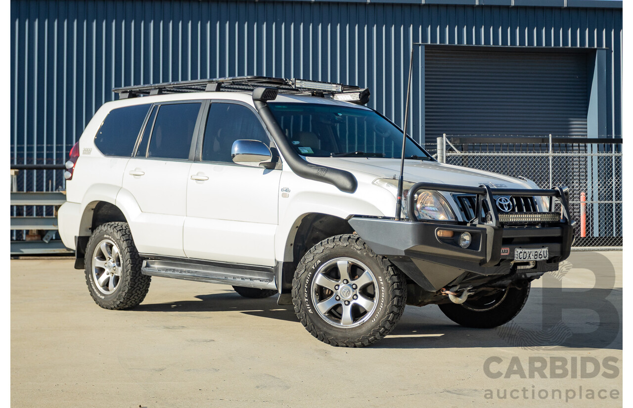 9/2007 Toyota Landcruiser Prado VX (4x4) KDJ120R MY07 4d Wagon White Pearl Turbo Diesel 3.0L - 7 Seats