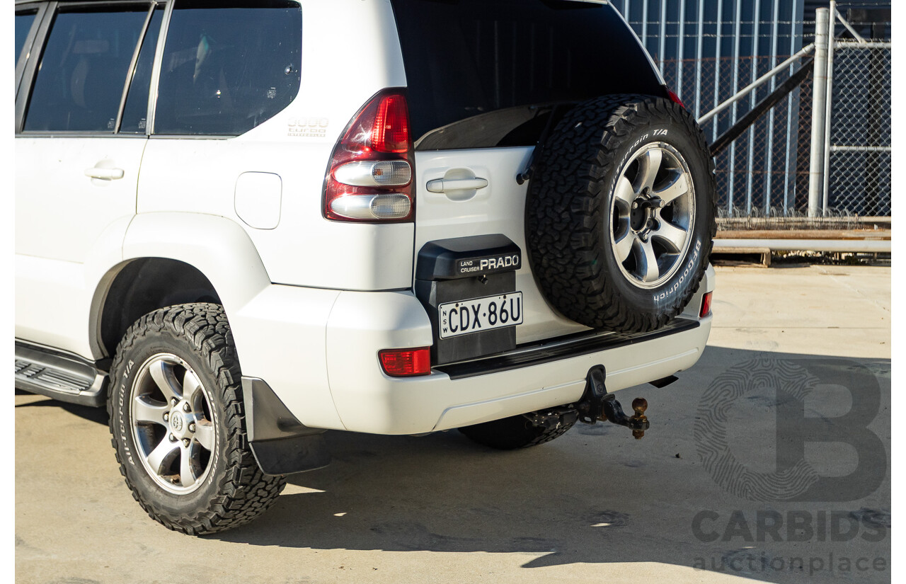 9/2007 Toyota Landcruiser Prado VX (4x4) KDJ120R MY07 4d Wagon White Pearl Turbo Diesel 3.0L - 7 Seats