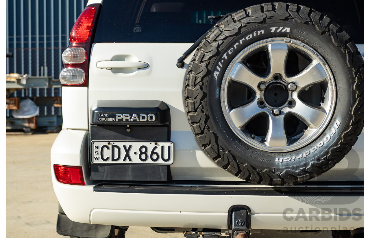 9/2007 Toyota Landcruiser Prado VX (4x4) KDJ120R MY07 4d Wagon White Pearl Turbo Diesel 3.0L - 7 Seats