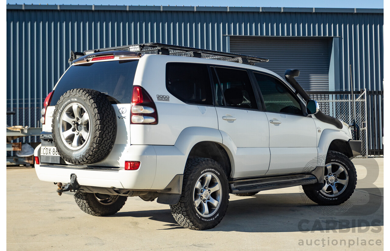 9/2007 Toyota Landcruiser Prado VX (4x4) KDJ120R MY07 4d Wagon White Pearl Turbo Diesel 3.0L - 7 Seats