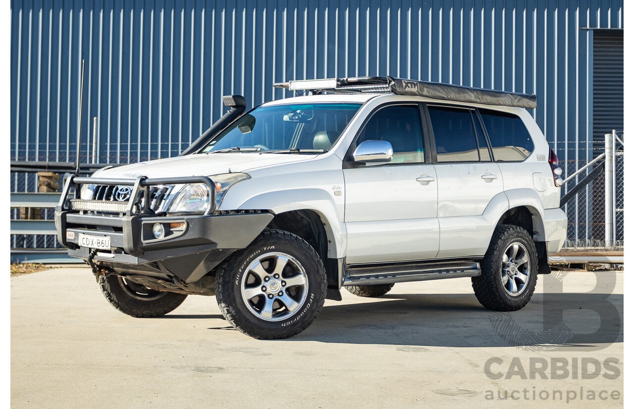 9/2007 Toyota Landcruiser Prado VX (4x4) KDJ120R MY07 4d Wagon White Pearl Turbo Diesel 3.0L - 7 Seats