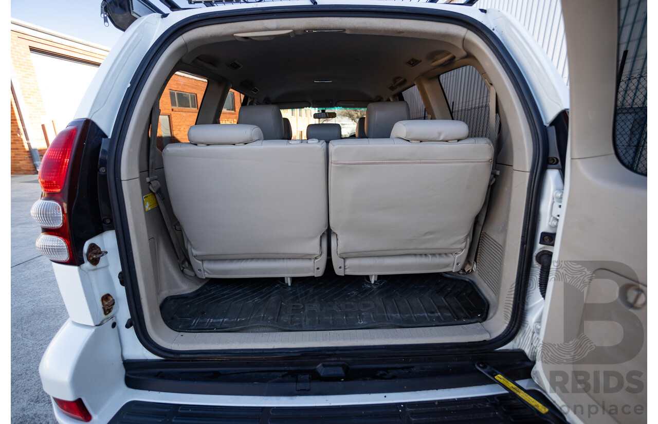9/2007 Toyota Landcruiser Prado VX (4x4) KDJ120R MY07 4d Wagon White Pearl Turbo Diesel 3.0L - 7 Seats