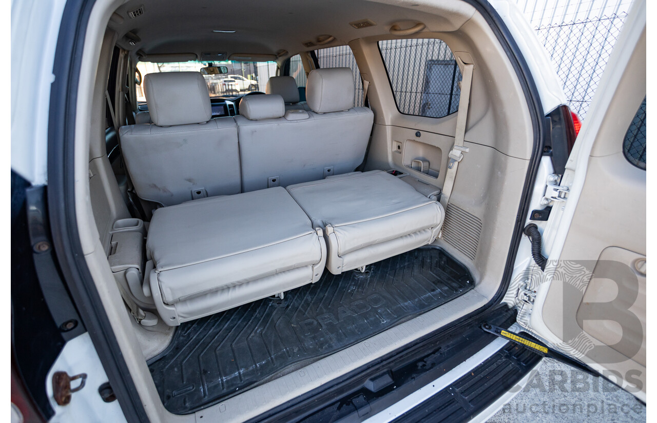 9/2007 Toyota Landcruiser Prado VX (4x4) KDJ120R MY07 4d Wagon White Pearl Turbo Diesel 3.0L - 7 Seats