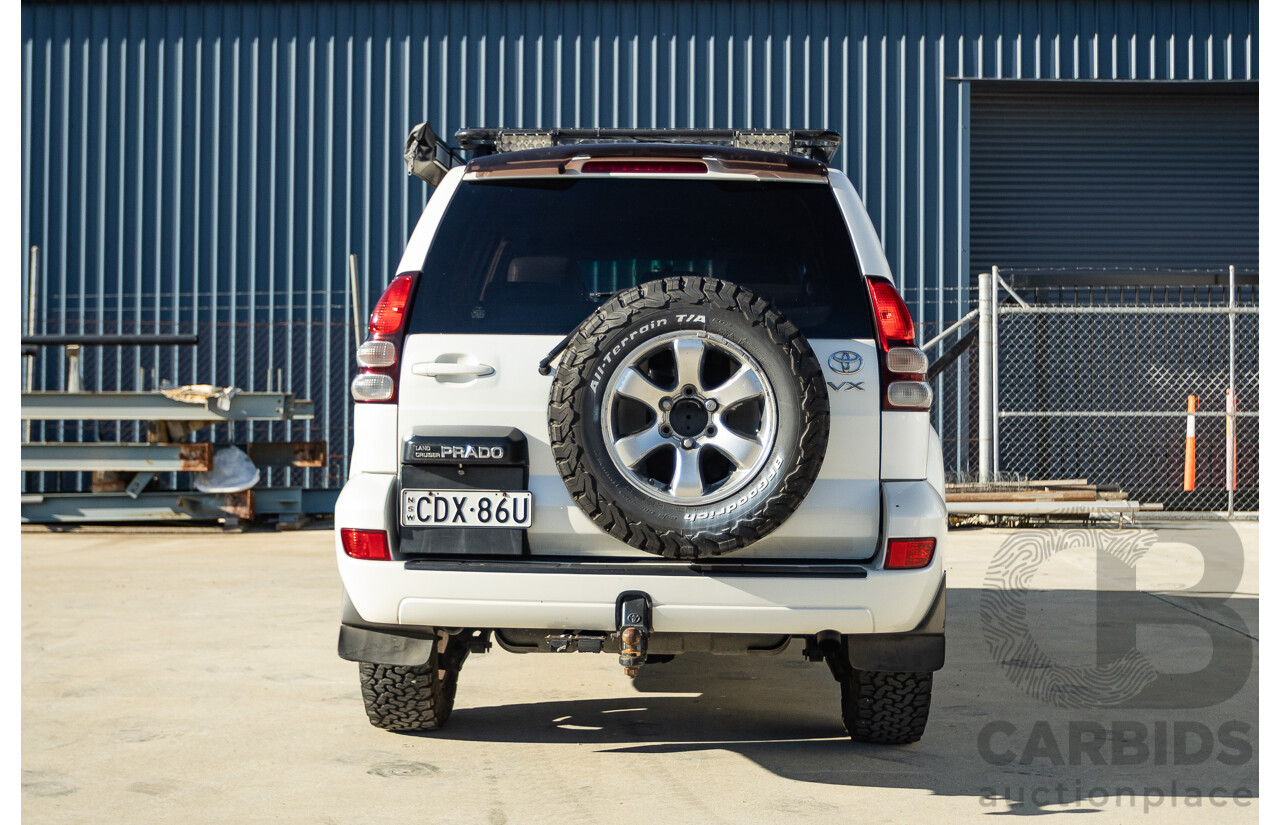 9/2007 Toyota Landcruiser Prado VX (4x4) KDJ120R MY07 4d Wagon White Pearl Turbo Diesel 3.0L - 7 Seats
