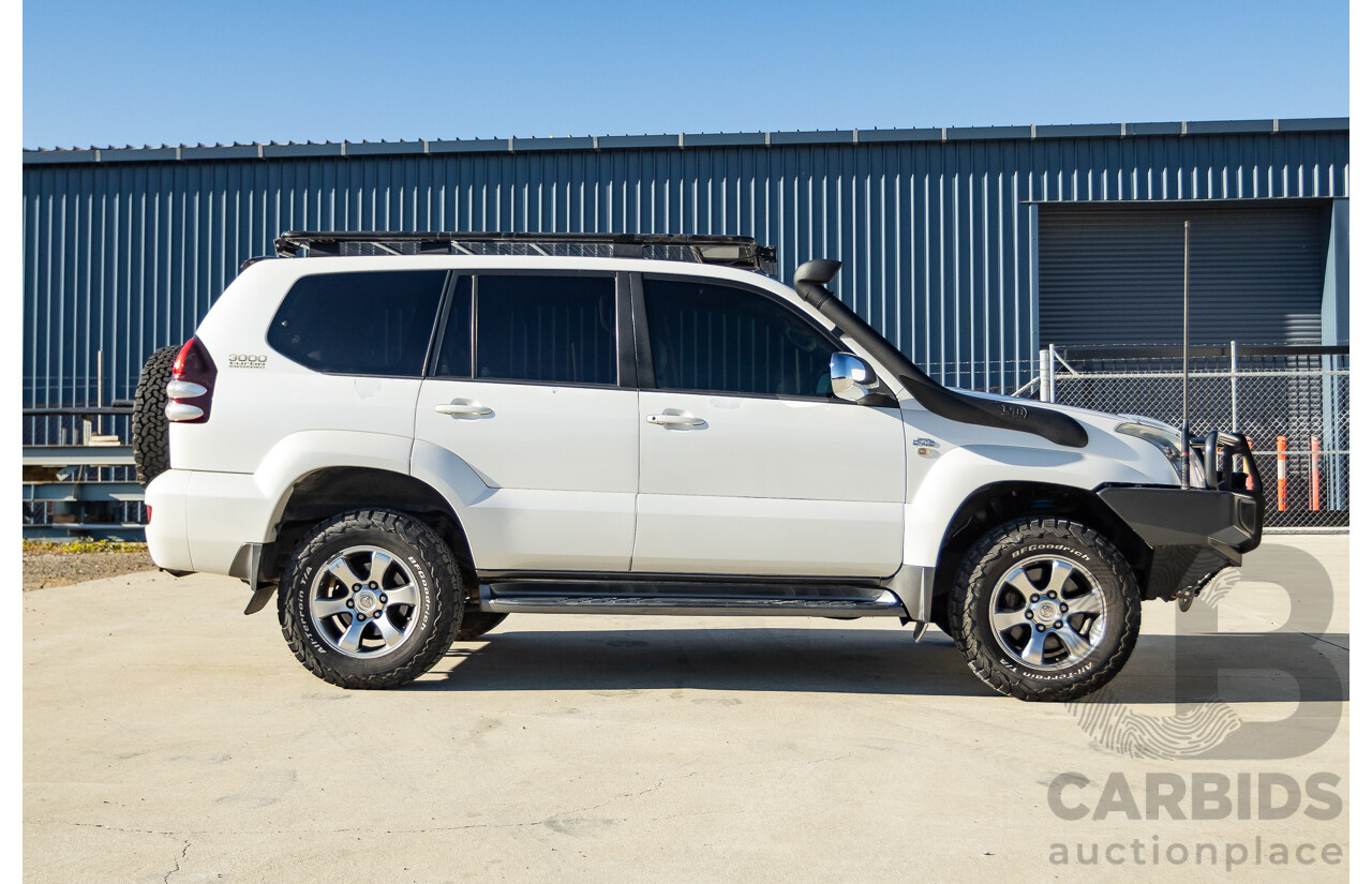 9/2007 Toyota Landcruiser Prado VX (4x4) KDJ120R MY07 4d Wagon White Pearl Turbo Diesel 3.0L - 7 Seats
