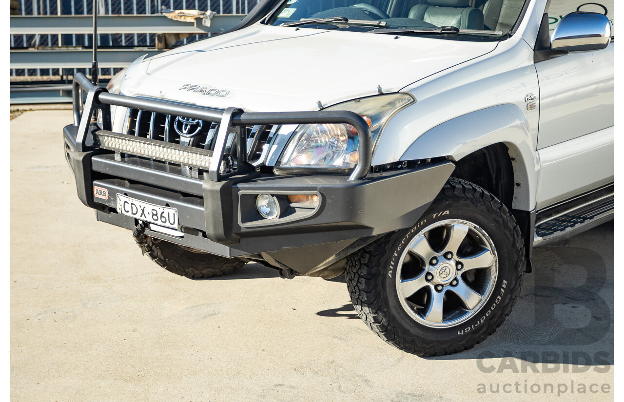 9/2007 Toyota Landcruiser Prado VX (4x4) KDJ120R MY07 4d Wagon White Pearl Turbo Diesel 3.0L - 7 Seats