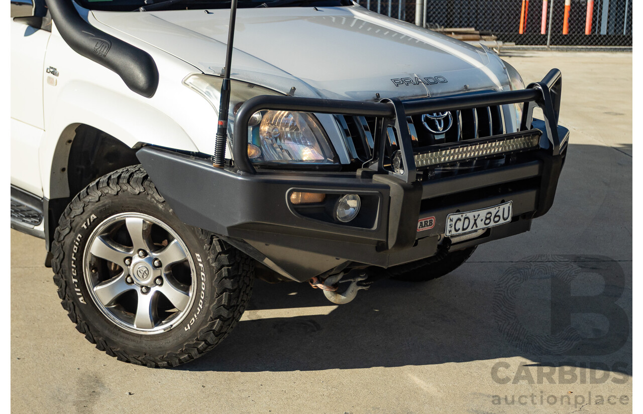9/2007 Toyota Landcruiser Prado VX (4x4) KDJ120R MY07 4d Wagon White Pearl Turbo Diesel 3.0L - 7 Seats