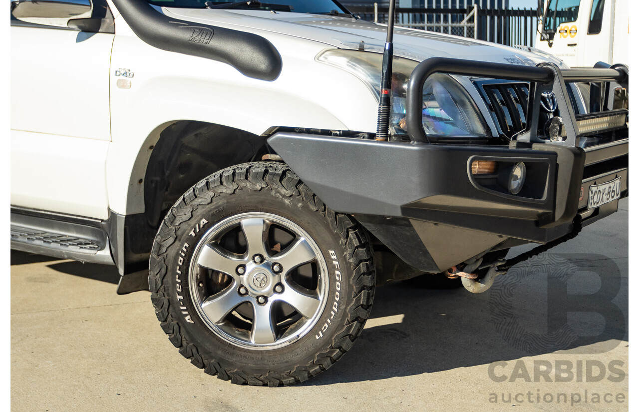 9/2007 Toyota Landcruiser Prado VX (4x4) KDJ120R MY07 4d Wagon White Pearl Turbo Diesel 3.0L - 7 Seats