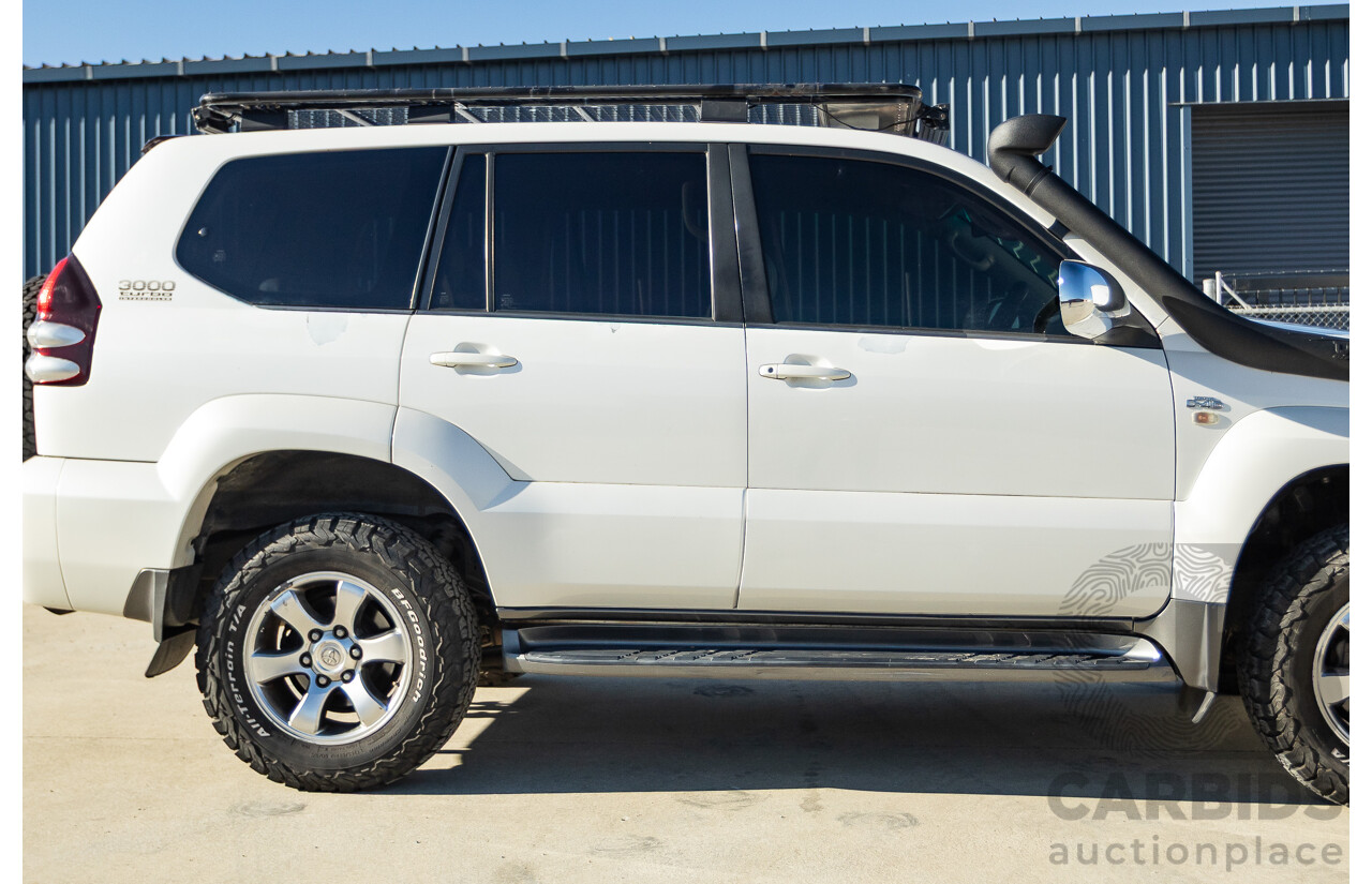 9/2007 Toyota Landcruiser Prado VX (4x4) KDJ120R MY07 4d Wagon White Pearl Turbo Diesel 3.0L - 7 Seats