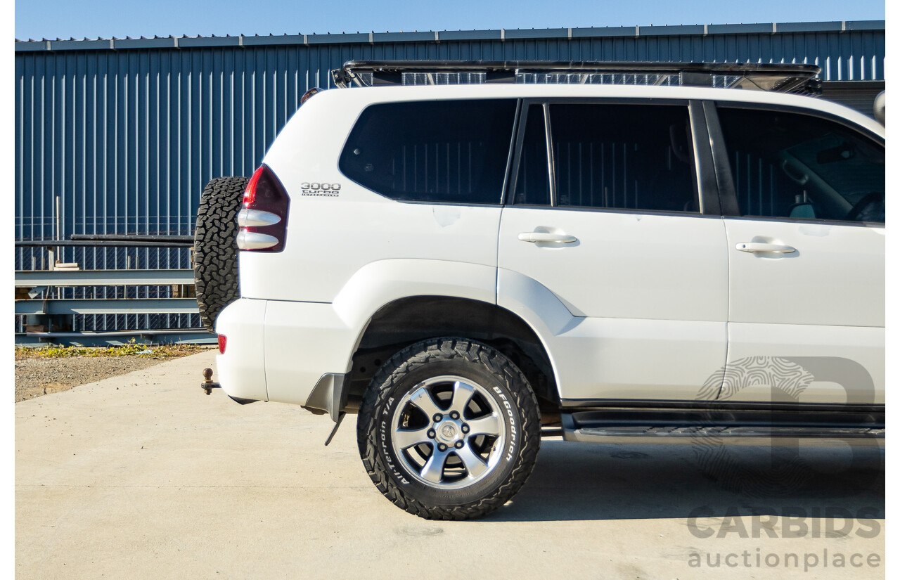 9/2007 Toyota Landcruiser Prado VX (4x4) KDJ120R MY07 4d Wagon White Pearl Turbo Diesel 3.0L - 7 Seats
