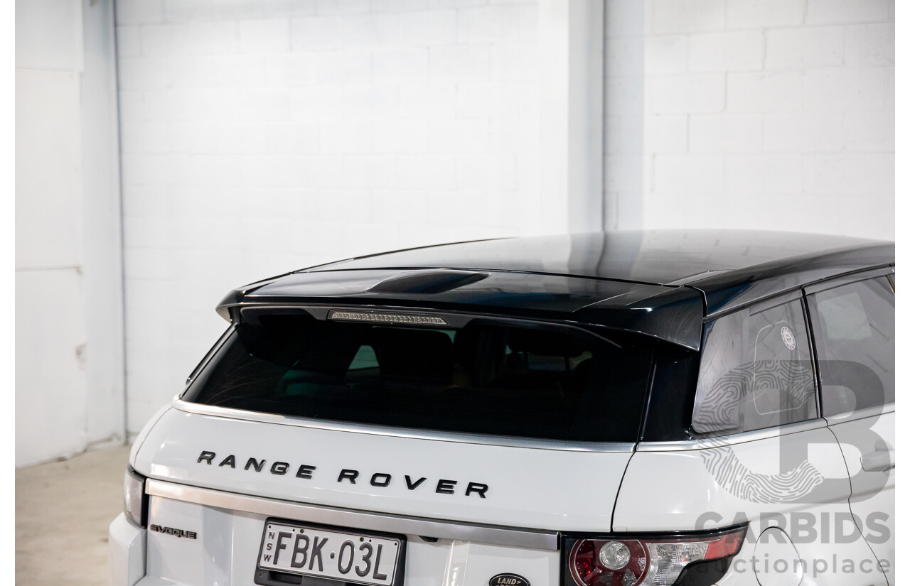 07/2013 Range Rover Evoque Si4 Prestige (AWD) MY13.5 LV 5d Wagon Fuji White/Santorini Black Turbo 2.0L