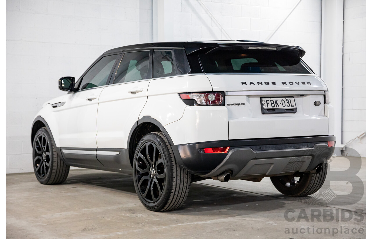 07/2013 Range Rover Evoque Si4 Prestige (AWD) MY13.5 LV 5d Wagon Fuji White/Santorini Black Turbo 2.0L