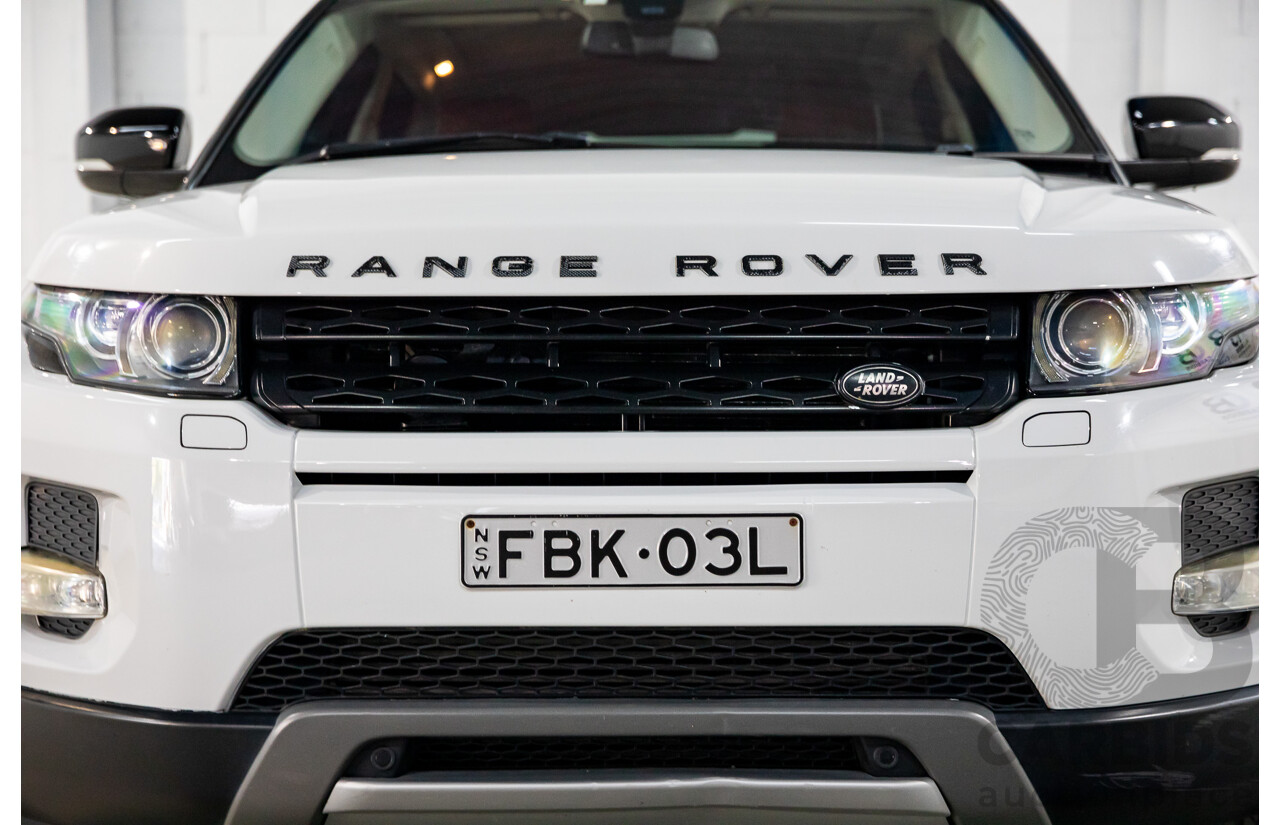 07/2013 Range Rover Evoque Si4 Prestige (AWD) MY13.5 LV 5d Wagon Fuji White/Santorini Black Turbo 2.0L