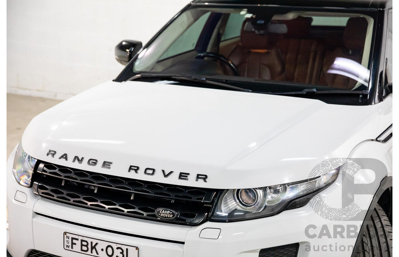 07/2013 Range Rover Evoque Si4 Prestige (AWD) MY13.5 LV 5d Wagon Fuji White/Santorini Black Turbo 2.0L