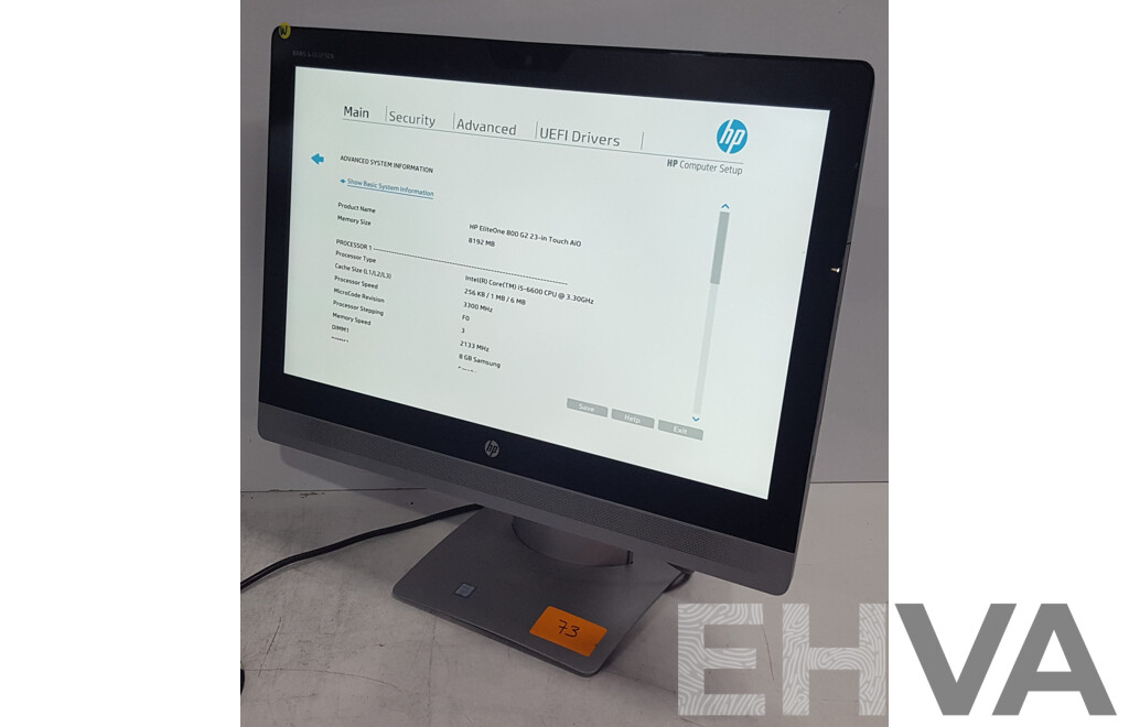 HP EliteOne 800 G2 Intel Core i5 (6600) 3.30GHz-3.90GHz 4-Core CPU 23-Inch Touchscreen All-in-One Computer