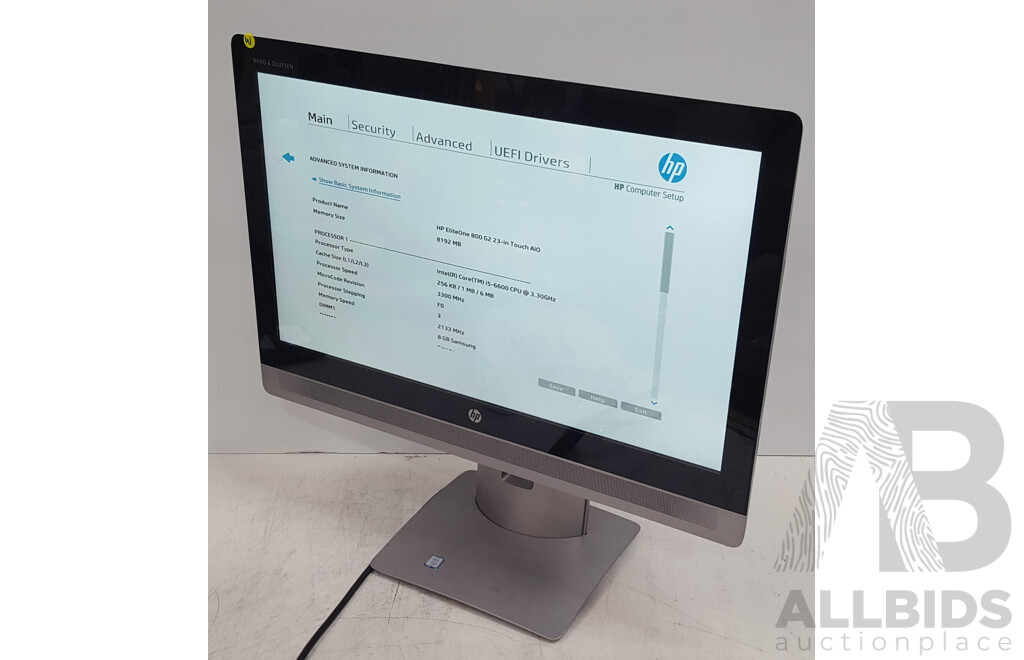 HP EliteOne 800 G2 Intel Core i5 (6600) 3.30GHz-3.90GHz 4-Core CPU 23-Inch Touchscreen All-in-One Computer