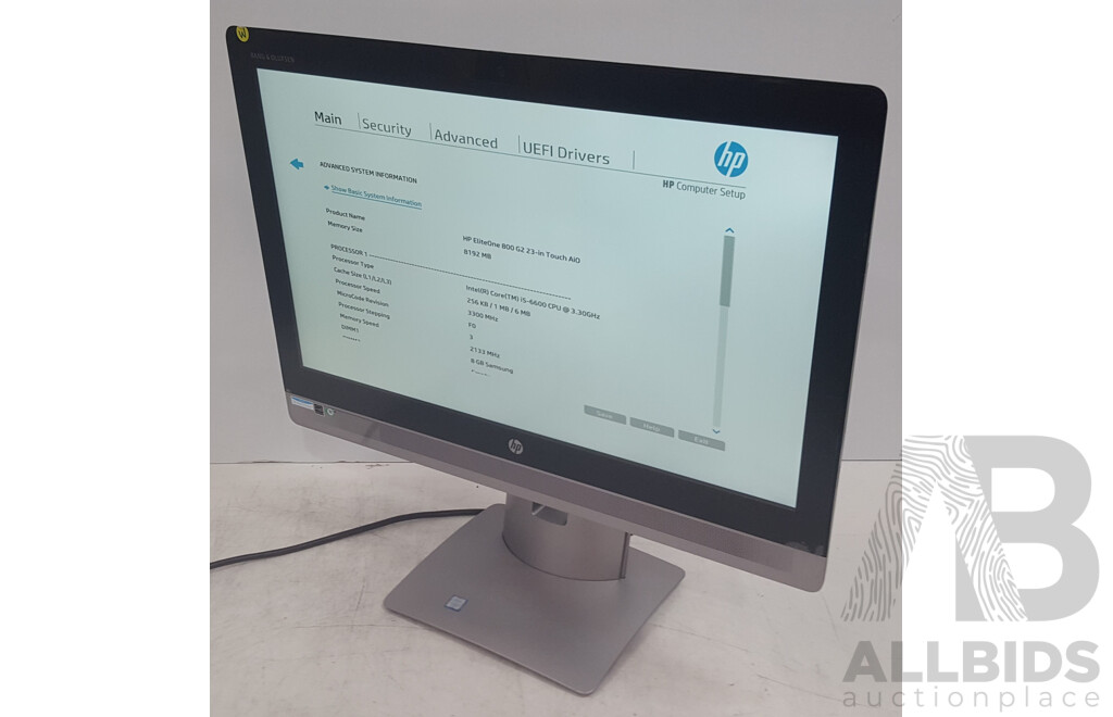 HP EliteOne 800 G2 Intel Core i5 (6600) 3.30GHz-3.90GHz 4-Core CPU 23-Inch Touchscreen All-in-One Computer