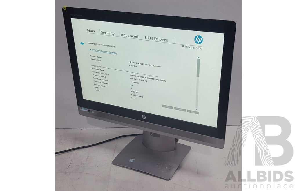 HP EliteOne 800 G2 Intel Core i5 (6600) 3.30GHz-3.90GHz 4-Core CPU 23-Inch Touchscreen All-in-One Computer