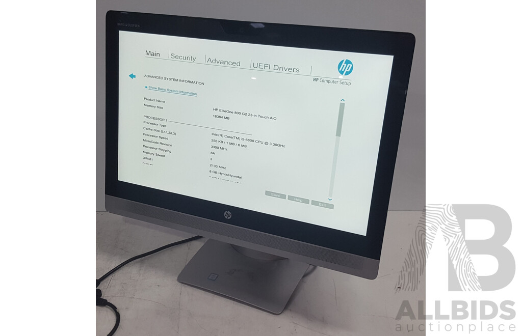 HP EliteOne 800 G2 Intel Core i5 (6600) 3.30GHz-3.90GHz 4-Core CPU 23-Inch Touchscreen All-in-One Computer