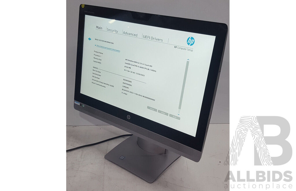 HP EliteOne 800 G2 Intel Core i5 (6600) 3.30GHz-3.90GHz 4-Core CPU 23-Inch Touchscreen All-in-One Computer
