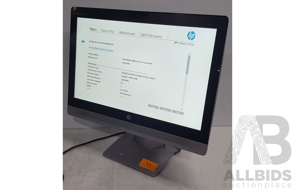 HP EliteOne 800 G2 Intel Core i5 (6600) 3.30GHz-3.90GHz 4-Core CPU 23-Inch Touchscreen All-in-One Computer