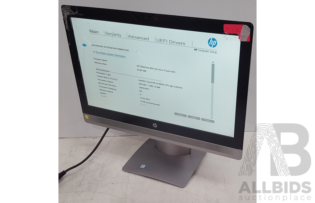 HP EliteOne 800 G2 Intel Core i5 (6600) 3.30GHz-3.90GHz 4-Core CPU 23-Inch Touchscreen All-in-One Computer