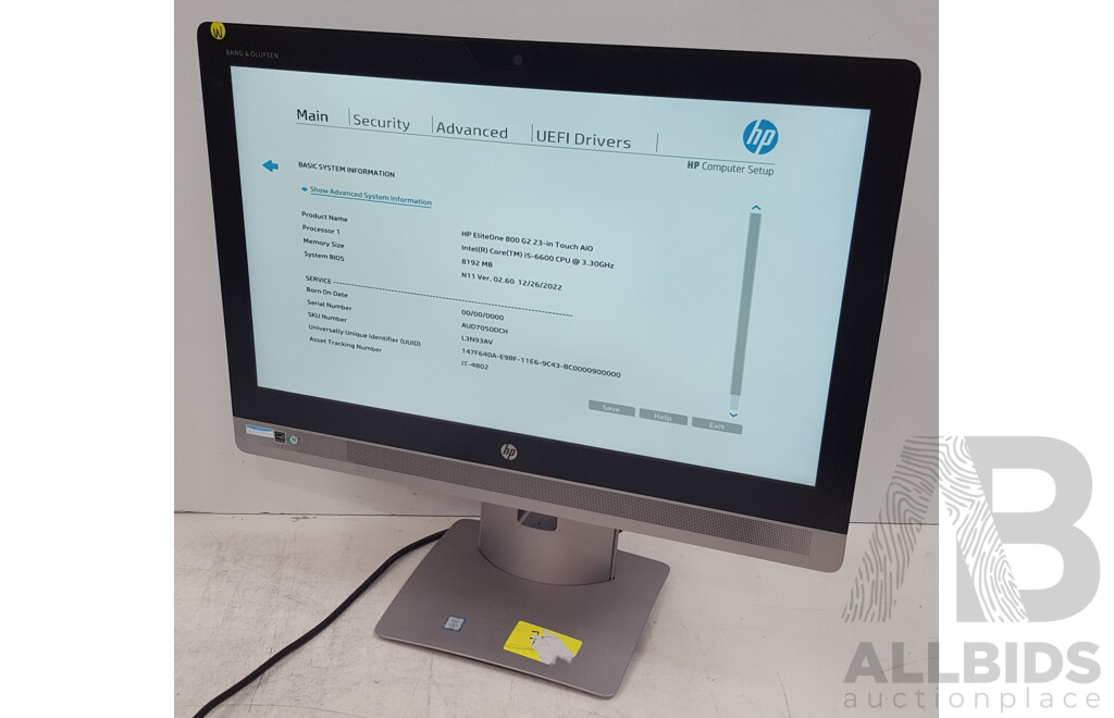 HP EliteOne 800 G2 Intel Core i5 (6600) 3.30GHz-3.90GHz 4-Core CPU 23-Inch Touchscreen All-in-One Computer