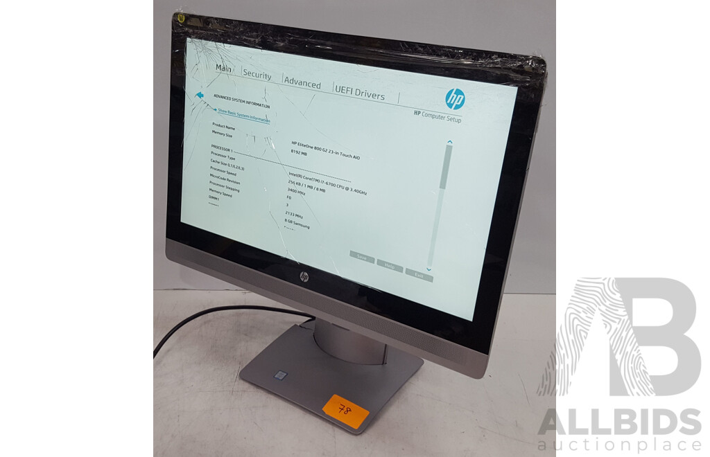 HP EliteOne 800 G2 Intel Core i7 (6700) 3.40GHz-4.00GHz 4-Core CPU 23-Inch Touchscreen All-in-One Computer