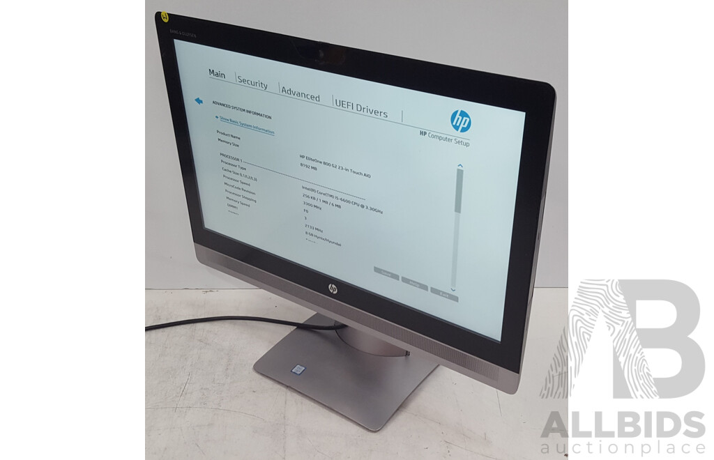 HP EliteOne 800 G2 Intel Core i5 (6600) 3.30GHz-3.90GHz 4-Core CPU 23-Inch Touchscreen All-in-One Computer