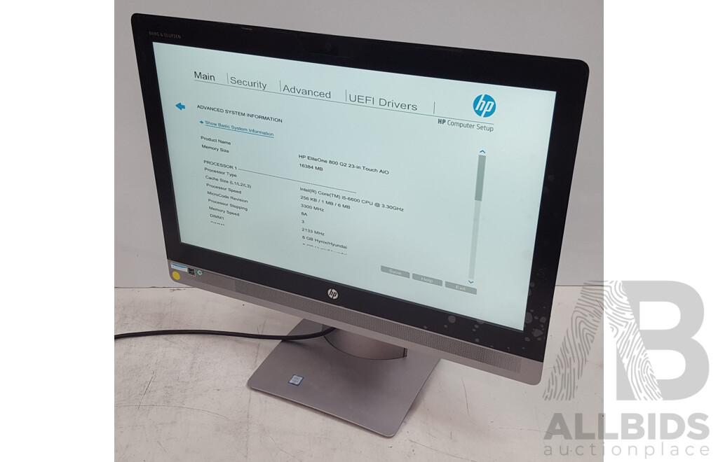 HP EliteOne 800 G2 Intel Core i5 (6600) 3.30GHz-3.90GHz 4-Core CPU 23-Inch Touchscreen All-in-One Computer