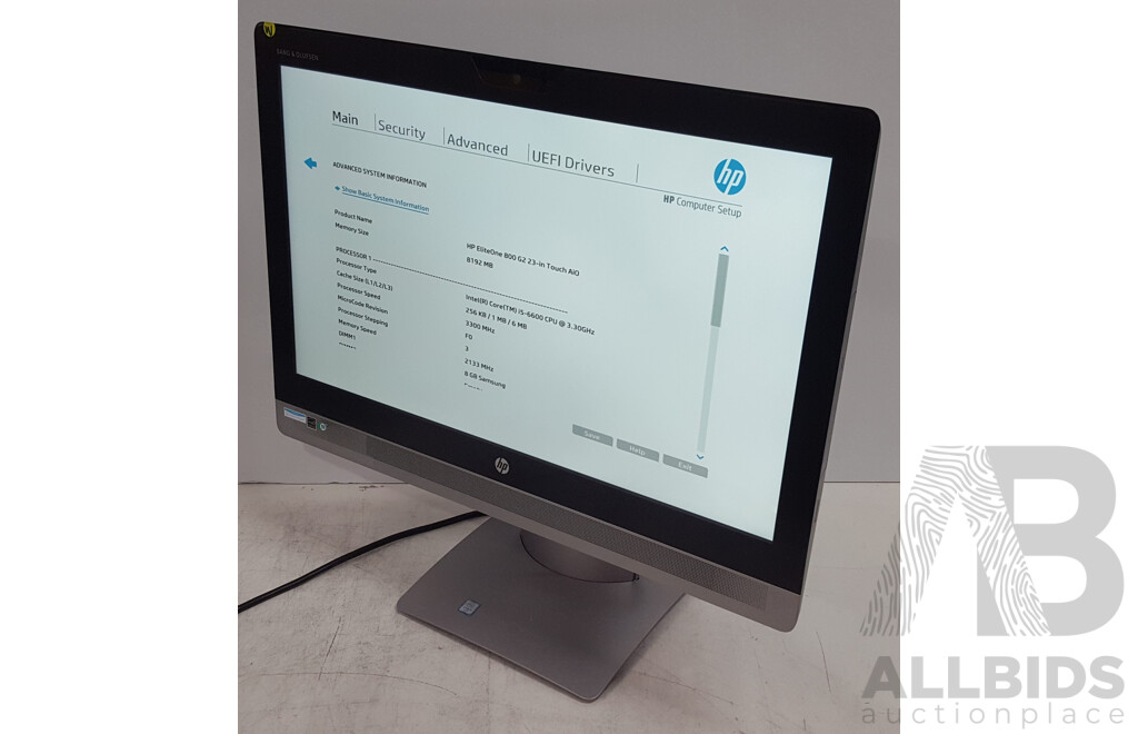 HP EliteOne 800 G2 Intel Core i5 (6600) 3.30GHz-3.90GHz 4-Core CPU 23-Inch Touchscreen All-in-One Computer