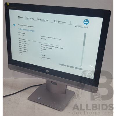 HP EliteOne 800 G2 Intel Core i5 (6600) 3.30GHz-3.90GHz 4-Core CPU 23-Inch Touchscreen All-in-One Computer
